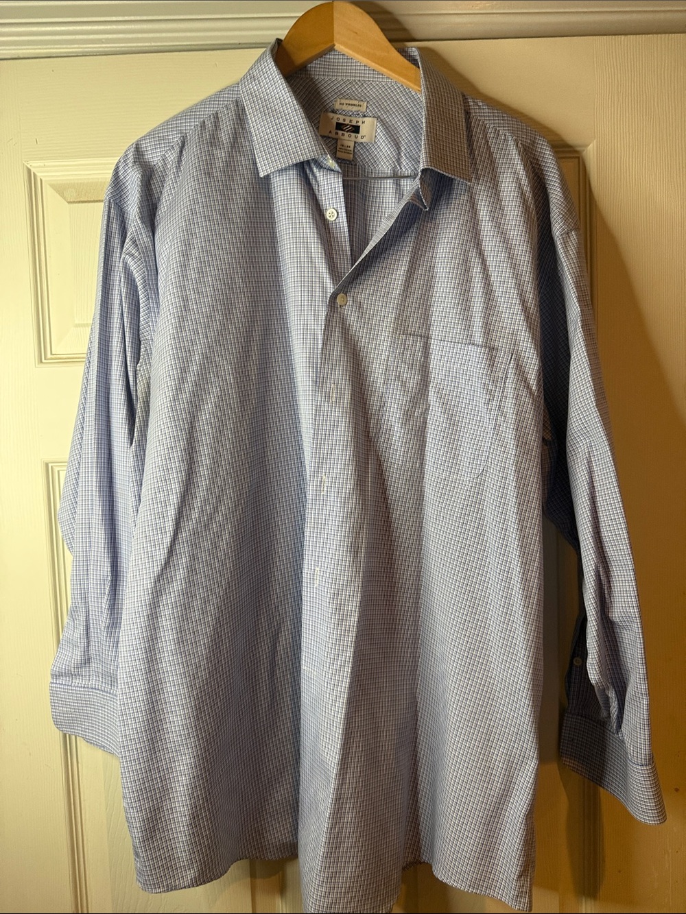 Joseph Abbound Classic Men's Light Blue Check Dress Shirt